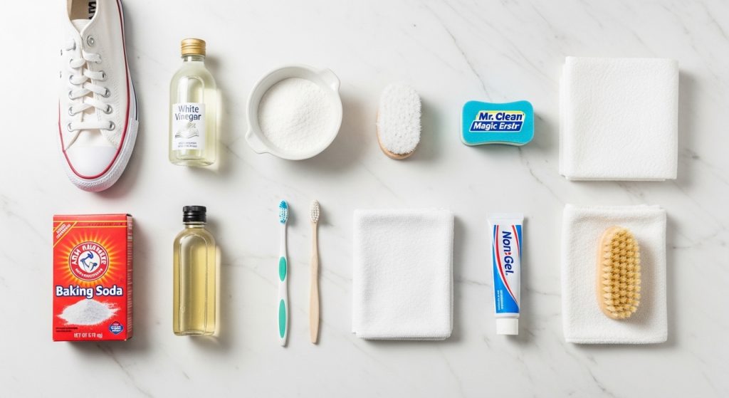 supplies needed to clean white converse sneakers at home