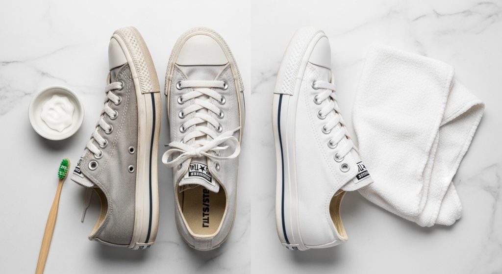 how to clean white converse before and after comparison