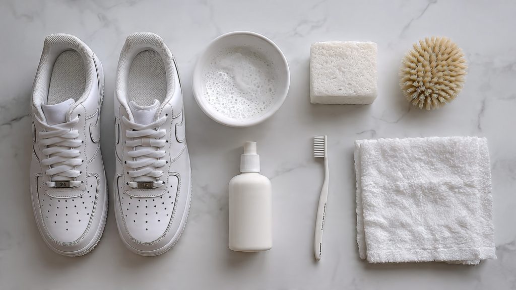 supplies needed to clean white leather sneakers at home